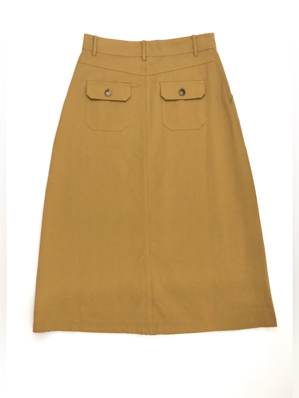 NWT FRNCH Paris Pinar High Waist Button Front A Line Mustard Midi Skirt L W31 - Picture 4 of 14